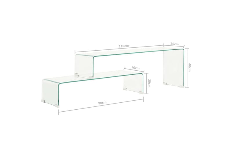 Soffbord 2 delar 90x30x20/110x30x40 cm härdat glas - Transparent - Möbler - Bord & matgrupper - Soffbord