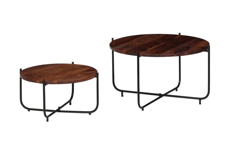Soffbord 2 delar massivt sheshamträ 60x35 cm - Brun - Möbler - Bord & matgrupper - Soffbord