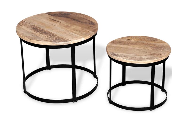 Soffbord 2 st mangoträ rund 40 cm/50 cm - Svart - Möbler - Bord & matgrupper - Soffbord