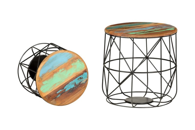 Soffbord 2 st massivt återvunnet trä - Flerfärgad - Soffbord