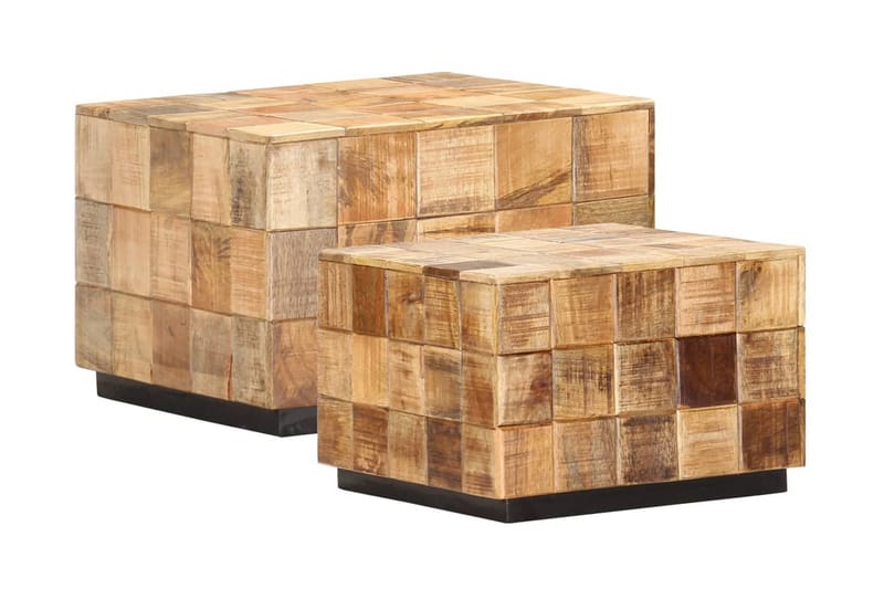 Soffbord 2 st med klossdesign grovt mangoträ - Brun - Möbler - Bord & matgrupper - Soffbord