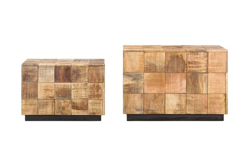 Soffbord 2 st med klossdesign grovt mangoträ - Brun - Möbler - Bord & matgrupper - Soffbord