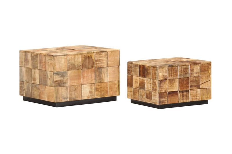 Soffbord 2 st med klossdesign grovt mangoträ - Brun - Möbler - Bord & matgrupper - Soffbord