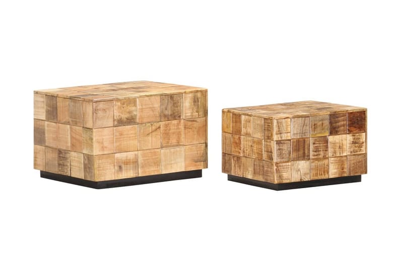 Soffbord 2 st med klossdesign grovt mangoträ - Brun - Möbler - Bord & matgrupper - Soffbord