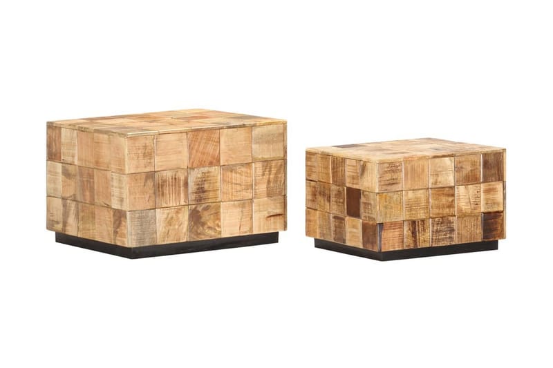 Soffbord 2 st med klossdesign grovt mangoträ - Brun - Möbler - Bord & matgrupper - Soffbord