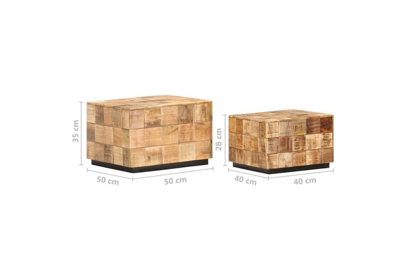 Soffbord 2 st med klossdesign grovt mangoträ - Brun - Möbler - Bord & matgrupper - Soffbord