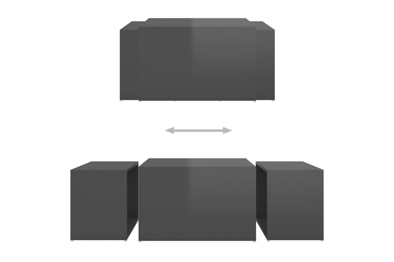 Soffbord 3 delar grå högglans 60x60x30 cm - Grå - Soffbord