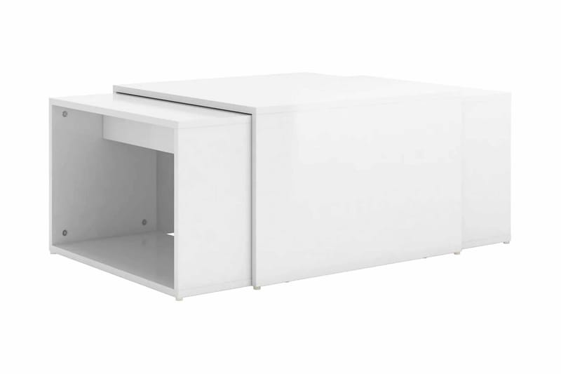 Soffbord 3 delar vit högglans 60x60x30 cm - Vit - Soffbord