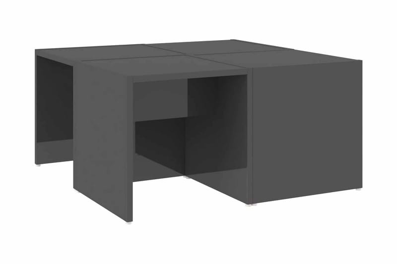 Soffbord 4 st grå högglans 33x33x33 cm spånskiva - Grå - Soffbord