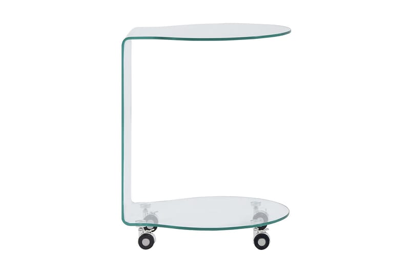 Soffbord 45x40x58 cm härdat glas - Transparent - Soffbord med hjul - Soffbord