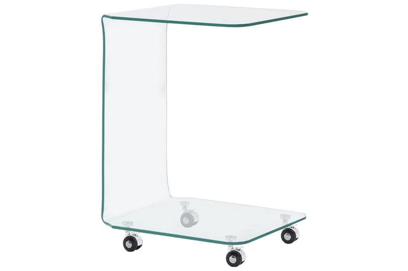 Soffbord 45x40x63 cm härdat glas - Transparent - Soffbord - Soffbord med hjul