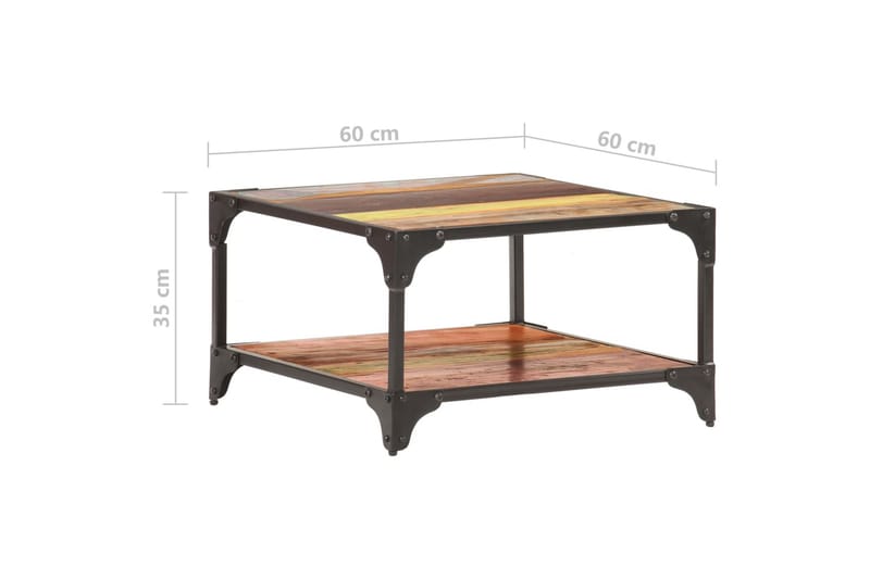 Soffbord 60x60x35 cm massivt återvunnet trä - Flerfärgad - Soffbord