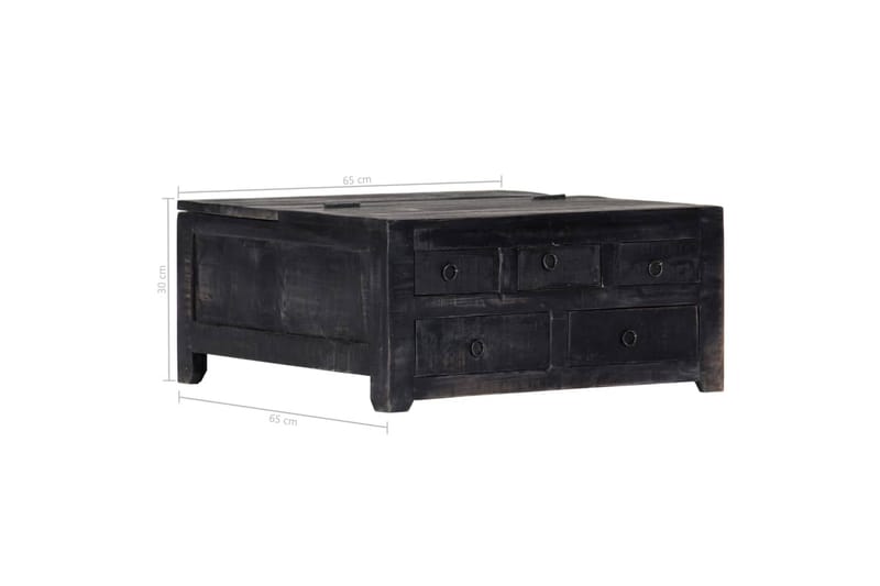 Soffbord 65x65x30 cm svart massivt mangoträ - Svart - Soffbord