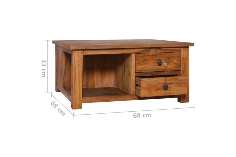 Soffbord 68x68x33 cm massiv teak - Brun - Soffbord