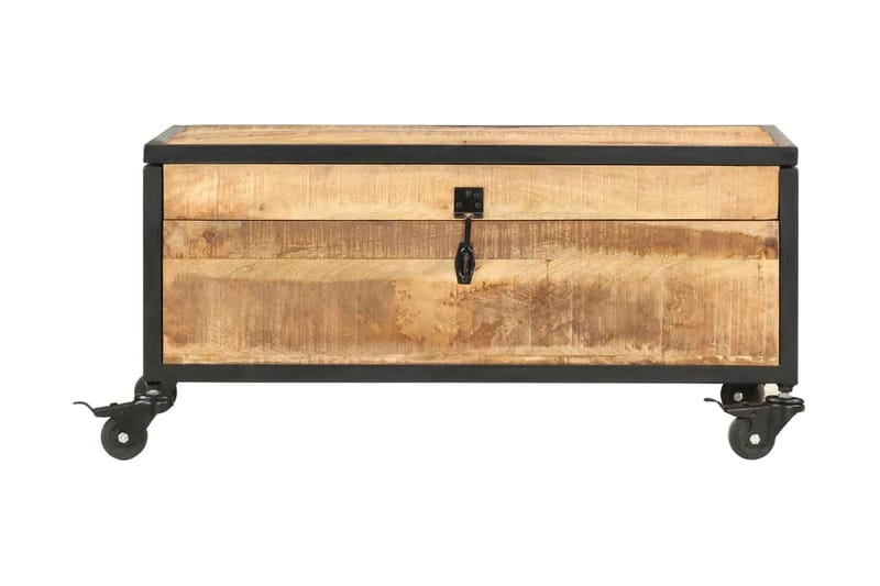 Soffbord 70x50x33 cm massivt mangoträ - Brun - Soffbord med hjul - Soffbord