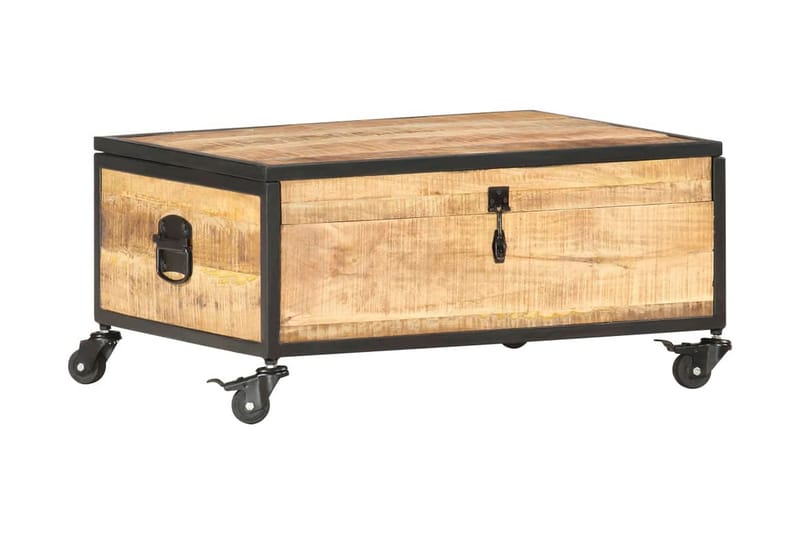 Soffbord 70x50x33 cm massivt mangoträ - Brun - Soffbord - Soffbord med hjul