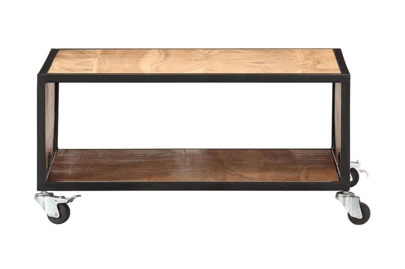 Soffbord 70x70x32 cm massivt akaciaträ - Brun - Soffbord med hjul - Soffbord