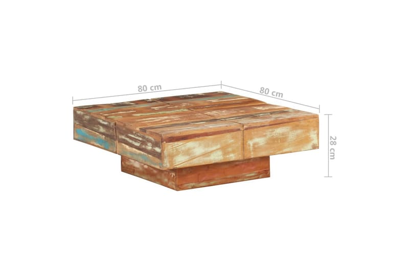 Soffbord 80x80x28 cm massivt återvunnet trä - Brun - Soffbord