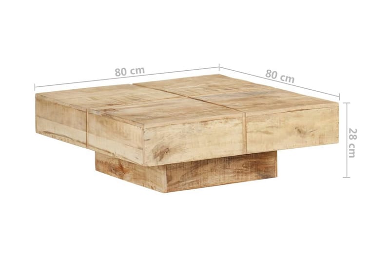 Soffbord 80x80x28 cm massivt mangoträ - Brun - Soffbord