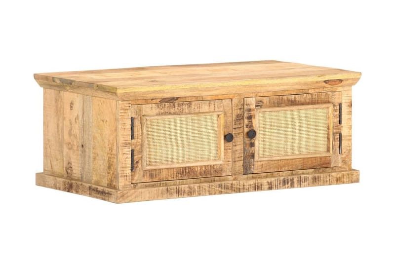 Soffbord 90x50x35 cm massivt mangoträ och naturlig rotting - Brun - Möbler - Bord & matgrupper - Soffbord