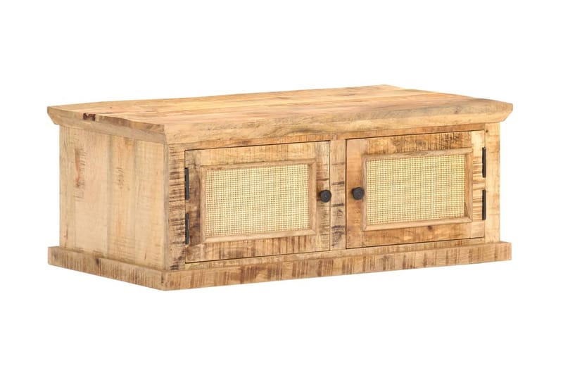 Soffbord 90x50x35 cm massivt mangoträ och naturlig rotting - Brun - Möbler - Bord & matgrupper - Soffbord