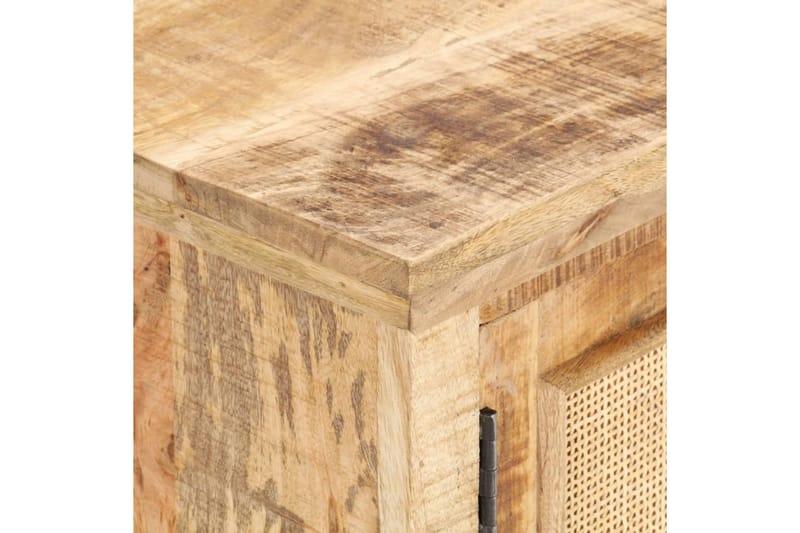 Soffbord 90x50x35 cm massivt mangoträ och naturlig rotting - Brun - Soffbord