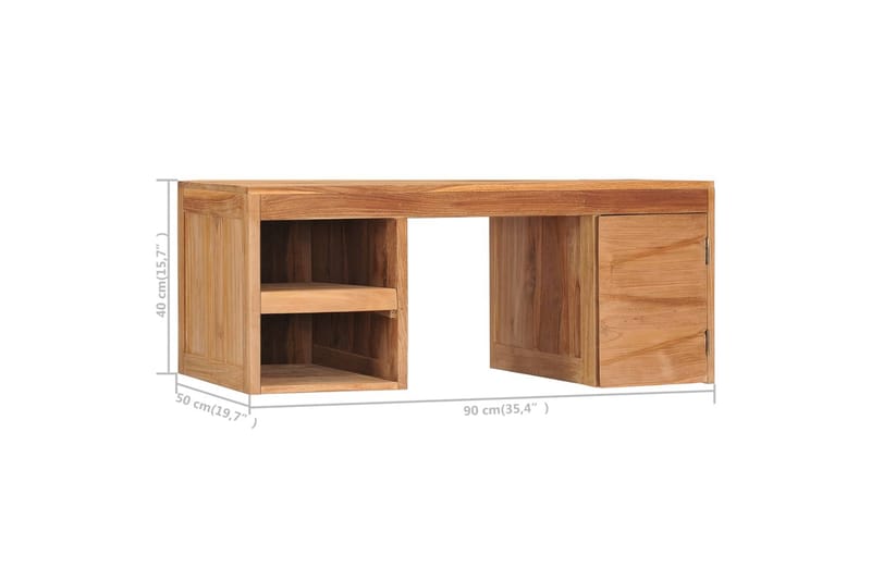 Soffbord 90x50x40 cm massiv teak - Brun - Soffbord