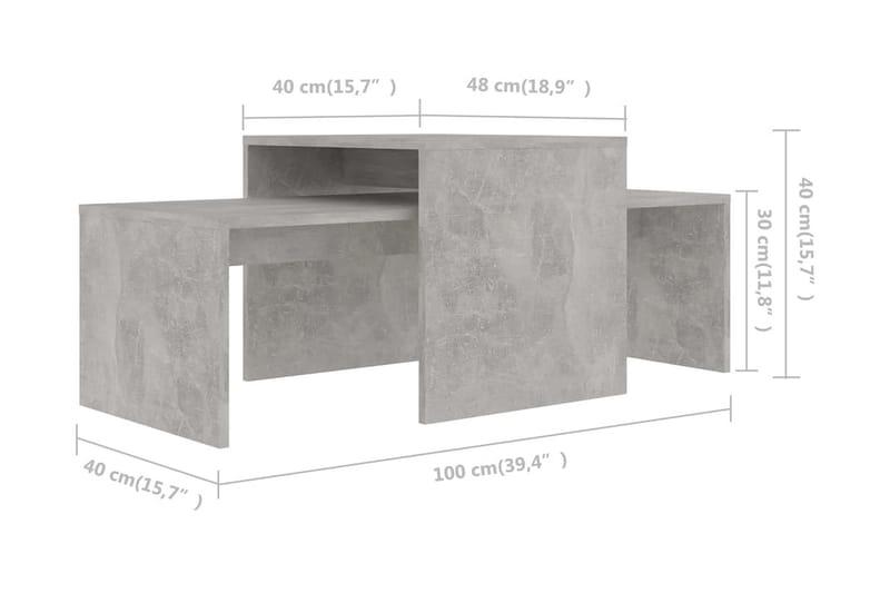 Soffbord betonggrå 100x48x40 cm spånskiva - Grå - Möbler - Bord & matgrupper - Soffbord