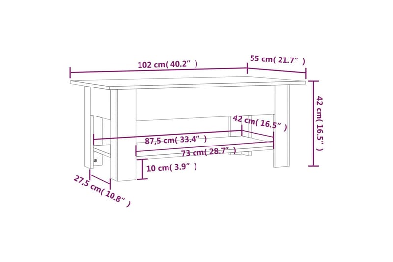 Soffbord betonggrå 102x55x42 cm spånskiva - Grå - Möbler - Bord & matgrupper - Soffbord
