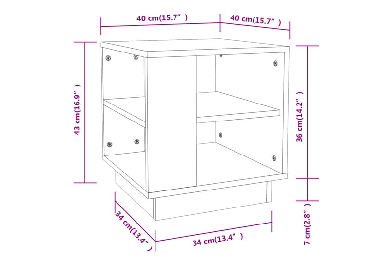 Soffbord betonggrå 40x40x43 cm konstruerat trä - Grå - Soffbord