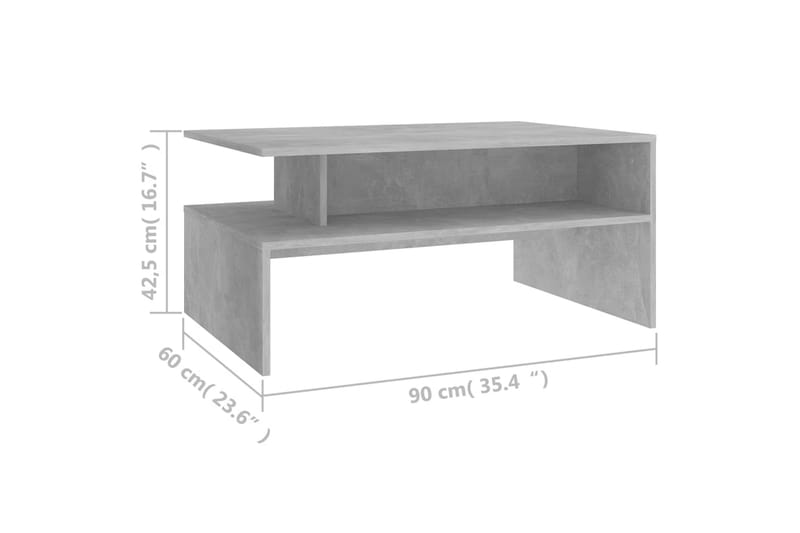 Soffbord betonggrå 90x60x42,5 cm spånskiva - Grå - Soffbord
