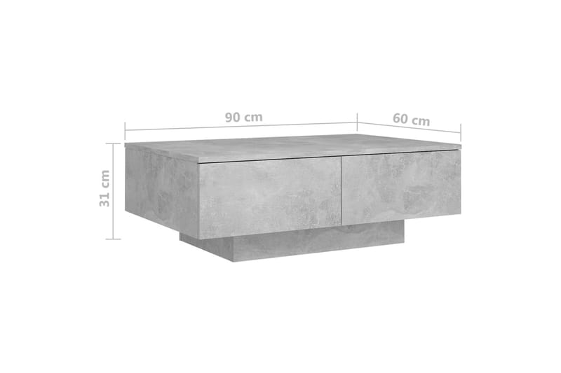 Soffbord betongrå 90x60x31 cm spånskiva - Grå - Soffbord
