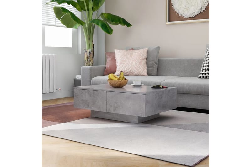 Soffbord betongrå 90x60x31 cm spånskiva - Grå - Soffbord