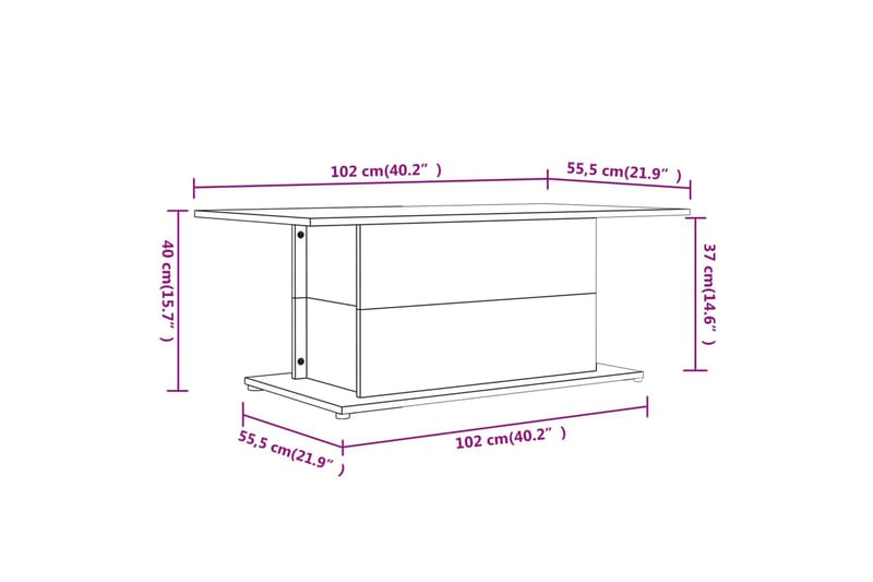 Soffbord brun ek 102x55,5x40 cm spånskiva - Brun - Soffbord