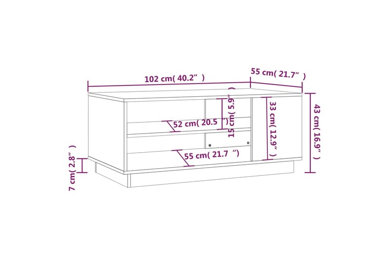 Soffbord brun ek 102x55x43 cm spånskiva - Valnötsbrun - Soffbord