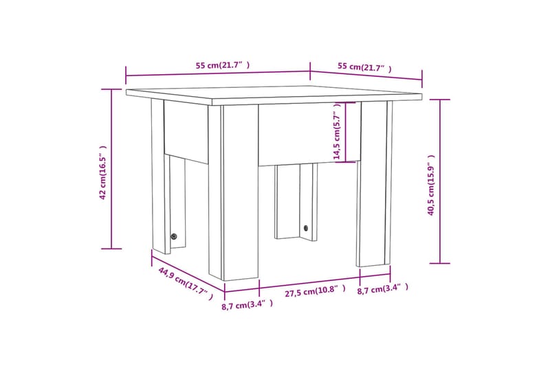 Soffbord brun ek 55x55x42 cm spånskiva - Brun - Möbler - Bord & matgrupper - Soffbord