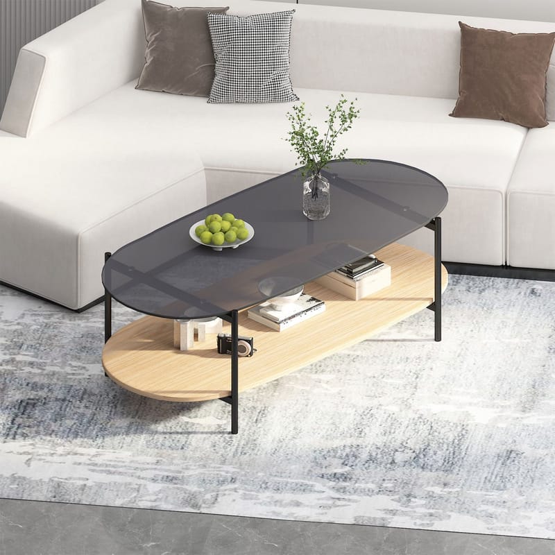 Soffbord Cindy 120x55x40 cm - Grått glas / melaminek - Möbler - Bord & matgrupper - Soffbord