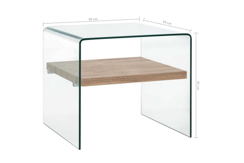 Soffbord genomskinlig 50x50x45 cm härdat glas - Transparent - Soffbord