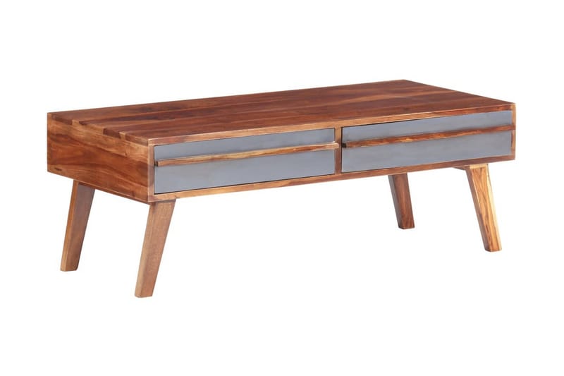 Soffbord grå 110x50x40 cm massivt sheshamträ - Grå - Soffbord