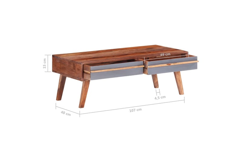 Soffbord grå 110x50x40 cm massivt sheshamträ - Grå - Möbler - Bord & matgrupper - Soffbord