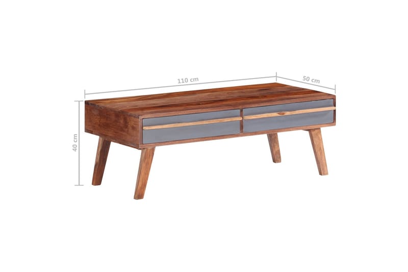 Soffbord grå 110x50x40 cm massivt sheshamträ - Grå - Soffbord