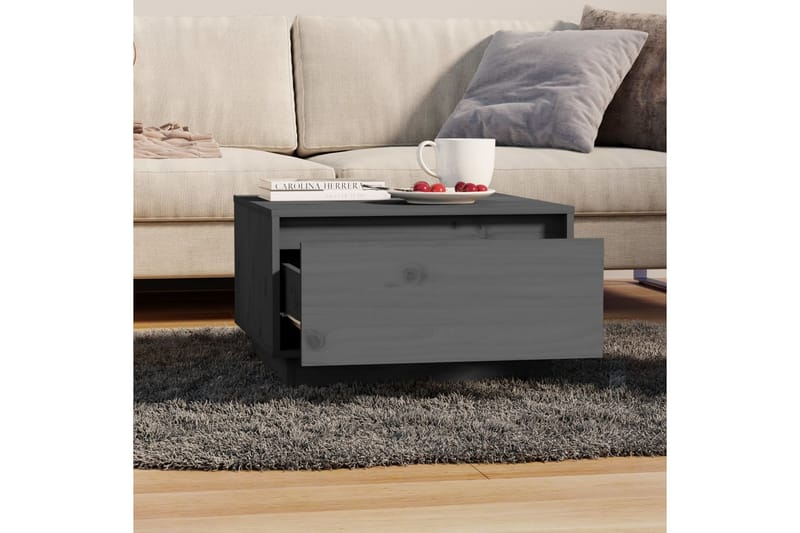 Soffbord grå 55x56x32 cm massiv furu - Grå - Möbler - Bord & matgrupper - Soffbord