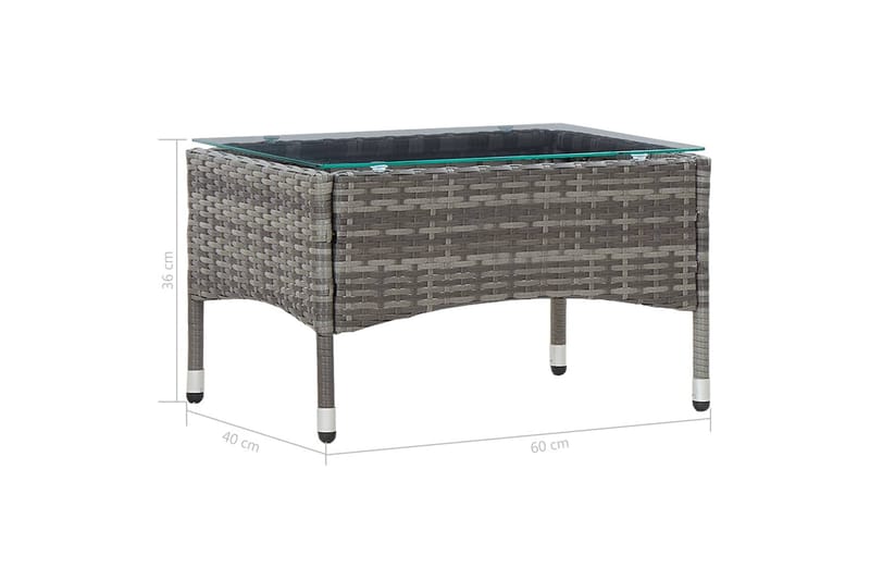 Soffbord grå 60x40x36 cm konstrotting - Grå/Glas - Möbler - Bord & matgrupper - Soffbord