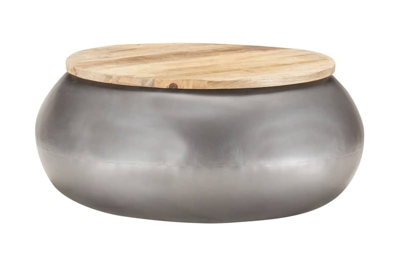 Soffbord grå 68x68x30 cm massivt mangoträ - Brun - Soffbord