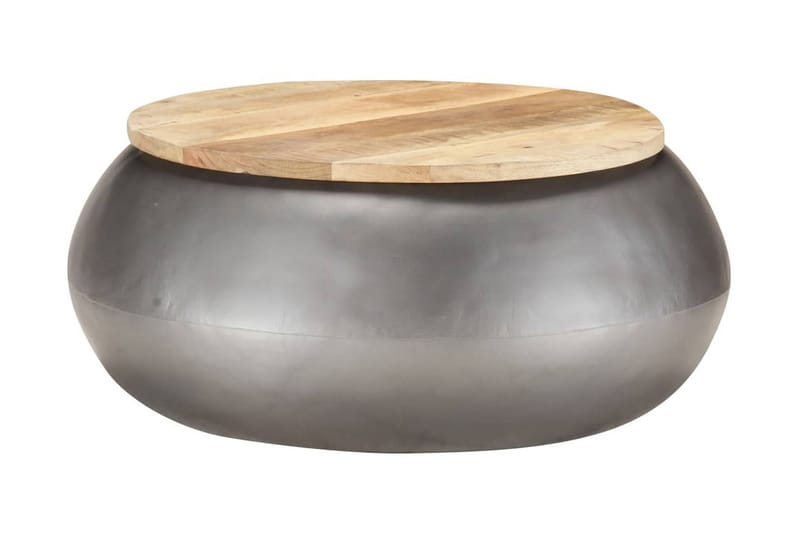 Soffbord grå 68x68x30 cm massivt mangoträ - Brun - Möbler - Bord & matgrupper - Soffbord