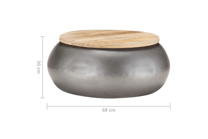 Soffbord grå 68x68x30 cm massivt mangoträ - Brun - Soffbord