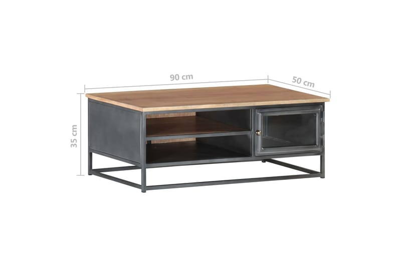 Soffbord grå 90x50x35 cm massivt akaciaträ - Grå - Soffbord