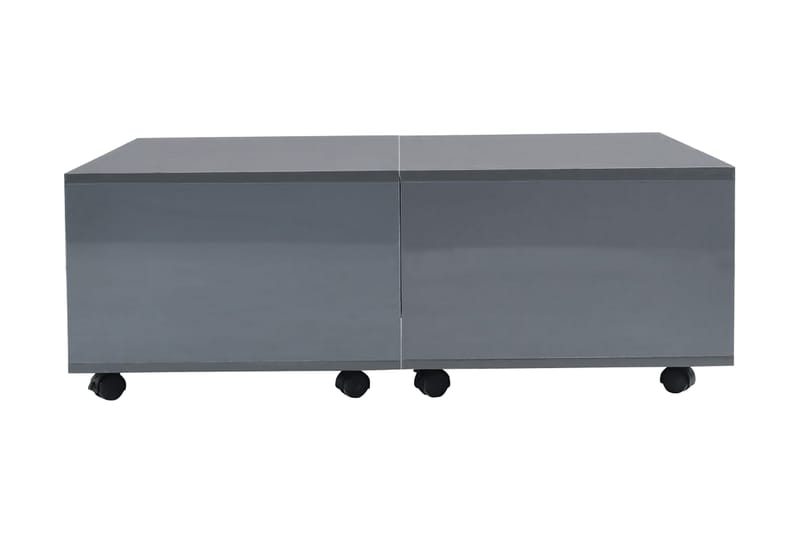 Soffbord grå högglans 100x100x35 cm - Grå - Soffbord med hjul - Soffbord