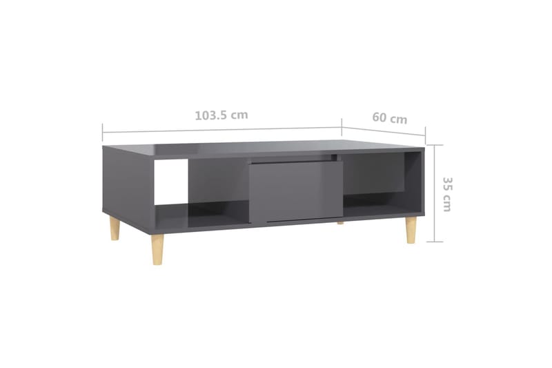Soffbord grå högglans 103,5x60x35 cm spånskiva - Grå - Möbler - Bord & matgrupper - Soffbord