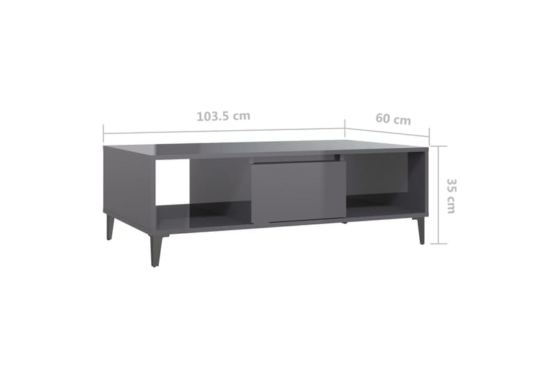 Soffbord grå högglans 103,5x60x35 cm spånskiva - Grå - Möbler - Bord & matgrupper - Soffbord